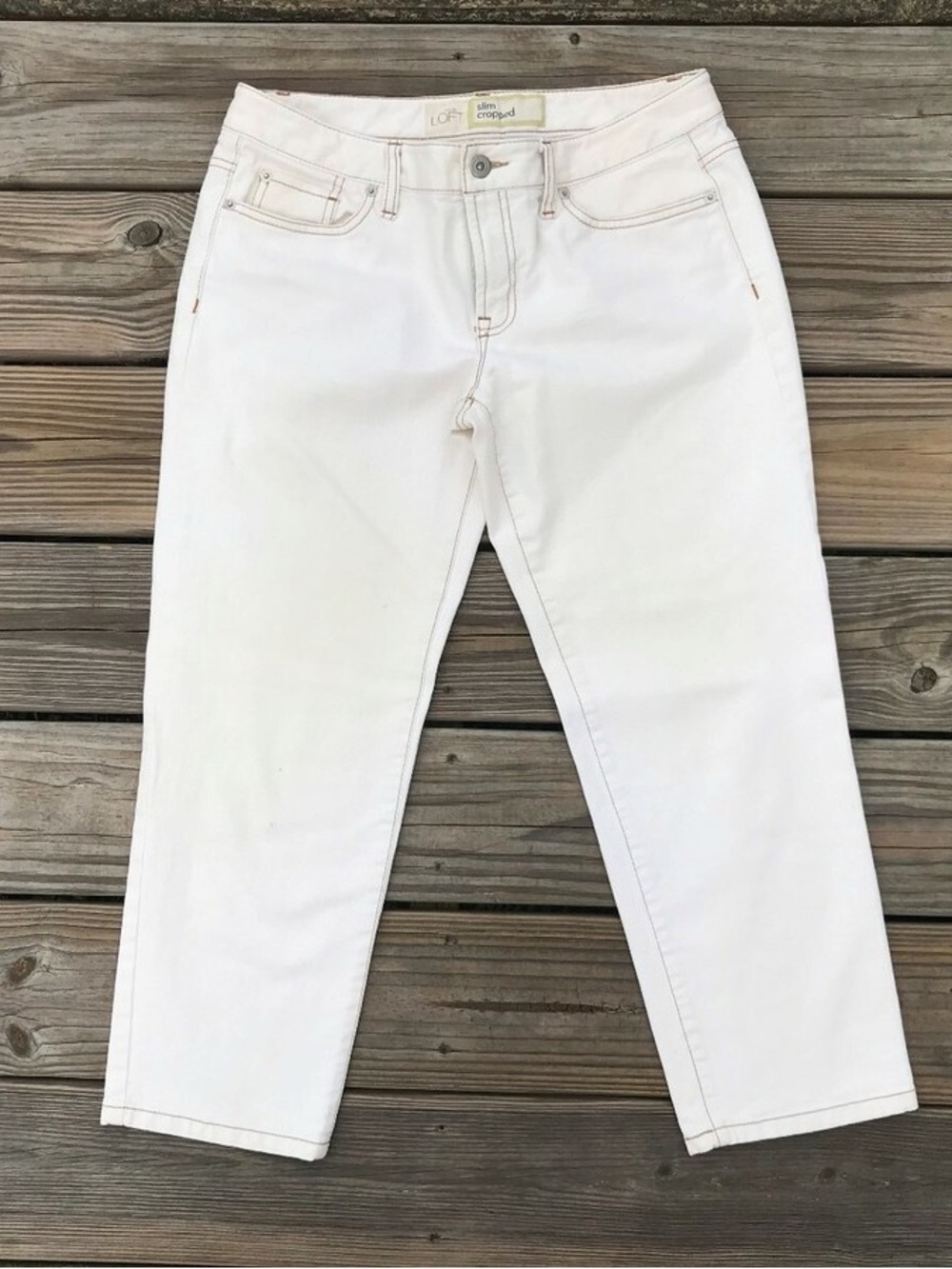 Ann Taylor White Cropped Slim Jeans